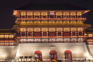 夜幕下的华丽古建筑