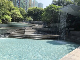 城市中的静谧水景池