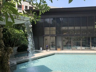 现代庭院中的泳池与水景