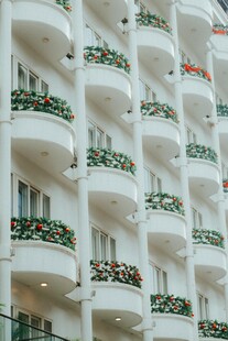 白色建筑的阳台绿植景观