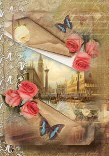 复古风花卉蝴蝶装饰画