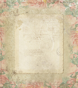 复古花卉边框的陈旧纸张
