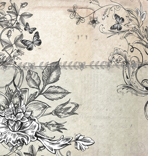 复古花卉手绘装饰图案