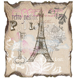 复古风埃菲尔铁塔装饰图案