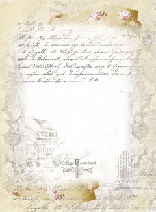 复古花卉边框手写风格信纸