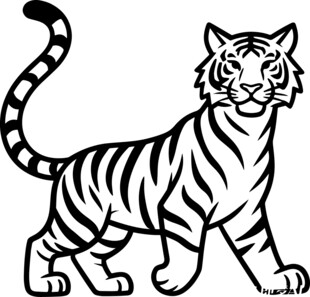 站立的黑白条纹老虎