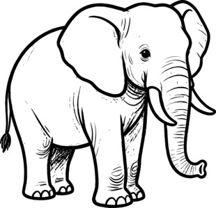 站立的大象简笔画