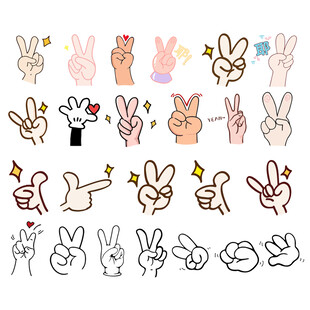 可爱手势插画素材集合