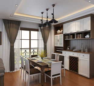 现代简约风餐厅厨房一体空间