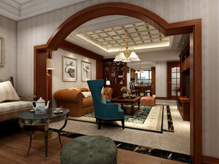 典雅欧式书房室内场景