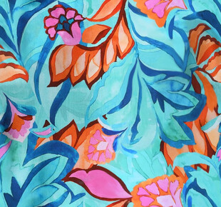 多彩花卉图案布料纹理