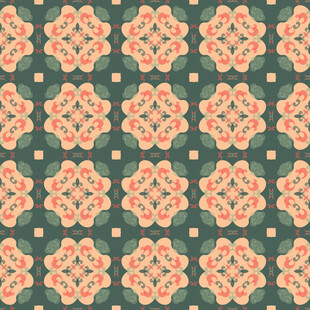 复古花卉几何图案背景