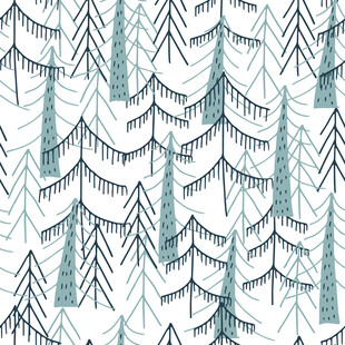 手绘松树林图案背景