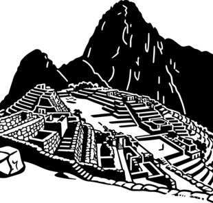 马丘比丘遗址黑白插画