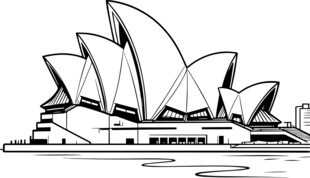 悉尼歌剧院黑白线条图