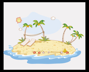 热带小岛风光插画