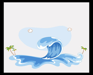 海浪与椰树的夏日图景