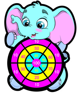 卡通小象与彩色飞镖盘