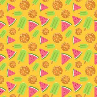 夏日水果图案无缝背景图