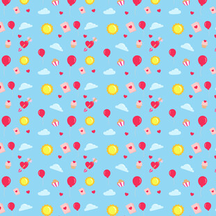 蓝色背景多彩气球图案