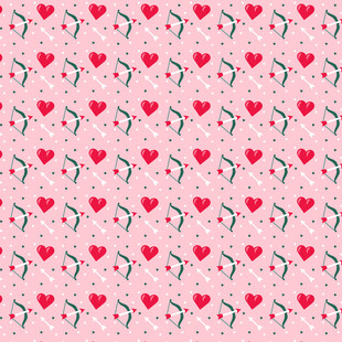 粉色爱心花卉无缝图案