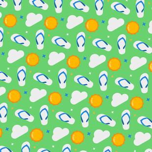 绿色背景夏日元素图案