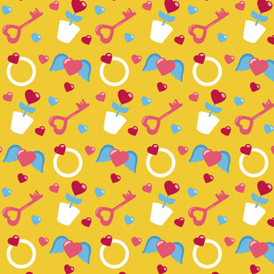 黄色背景多彩饰品图案