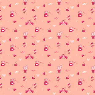 粉色花卉兔子图案背景
