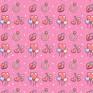 粉色爱心樱桃图案背景