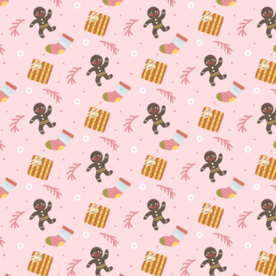 粉色背景的姜饼人图案
