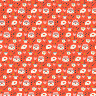 红色花卉图案布料纹理