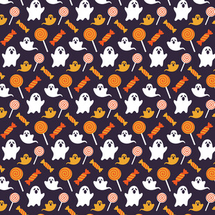 万圣节元素无缝图案背景