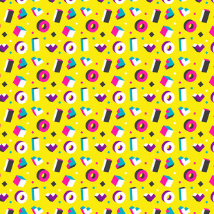 黄色卡通图案无缝背景图