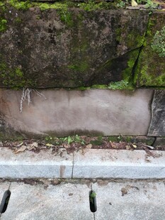 墙角苔藓与排水孔景象