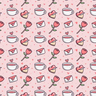 粉色爱心蛋糕玫瑰图案背景