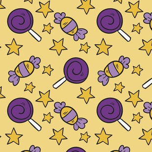 紫色糖果星星图案背景
