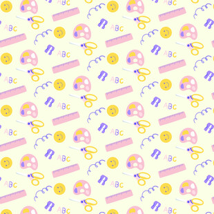 可爱卡通图案无缝背景图