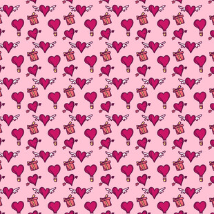 粉色爱心蝴蝶结图案背景