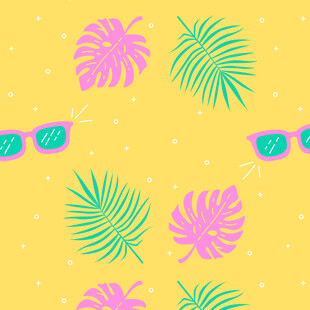 热带风树叶太阳镜图案背景