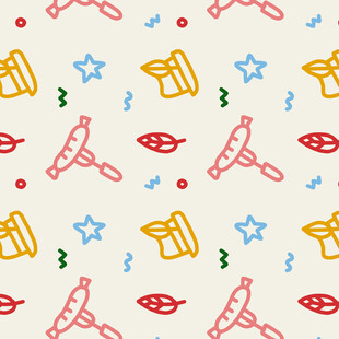 卡通风格节日元素无缝图案