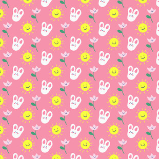 粉色可爱兔子花朵图案