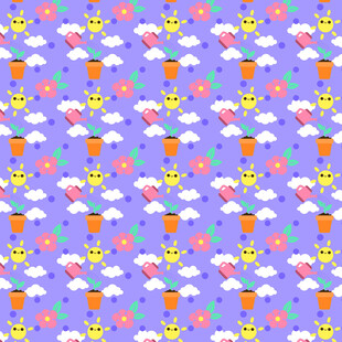 紫色背景卡通图案无缝纹理