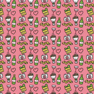 粉色背景的酒瓶爱心图案