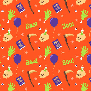 万圣节元素无缝图案背景