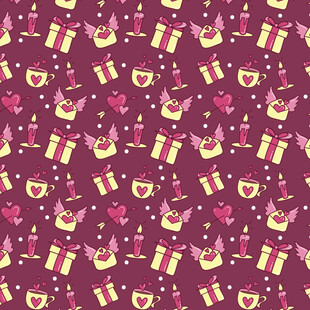 紫色背景节日礼物图案