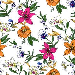 多彩花卉无缝图案设计