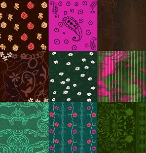 多彩几何花卉图案集合