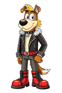 穿皮衣的卡通狗狗形象