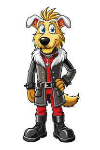 穿着制服的卡通狗狗