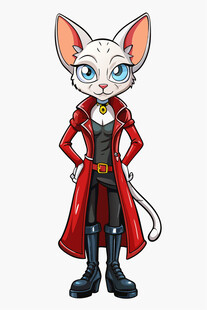 穿红衣的拟人化猫咪角色